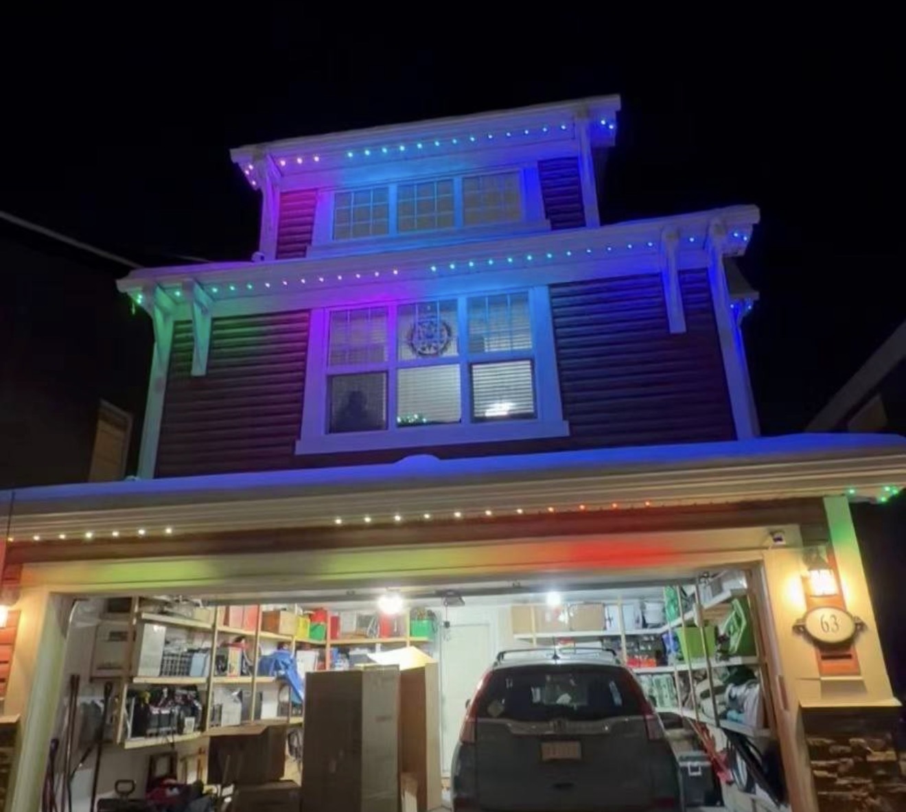 Rainbow multicolour LED roofline Winnipeg